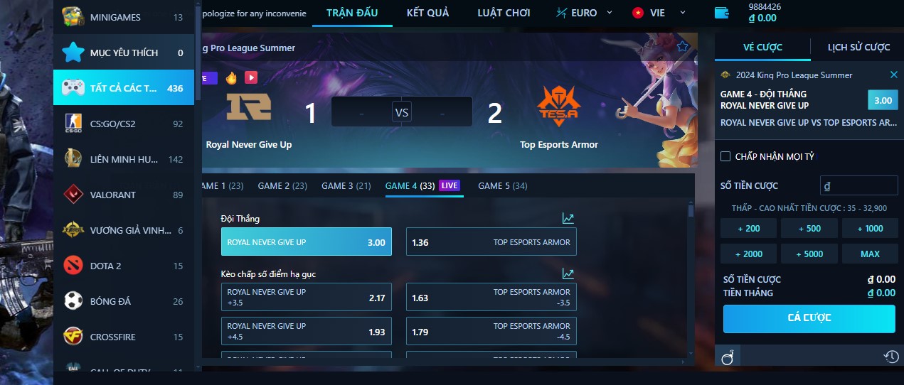 Huong dan cach choi TF Gaming tai W88