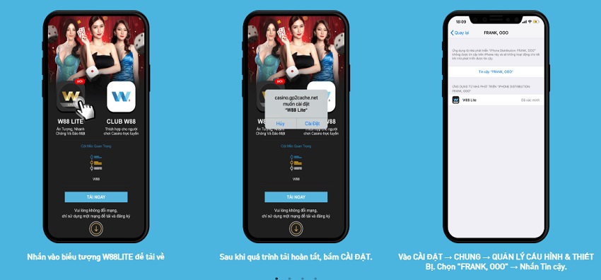 Cai dat ung dung W88 ve iOS