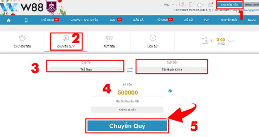 Huong dan cach chuyen quy W88 