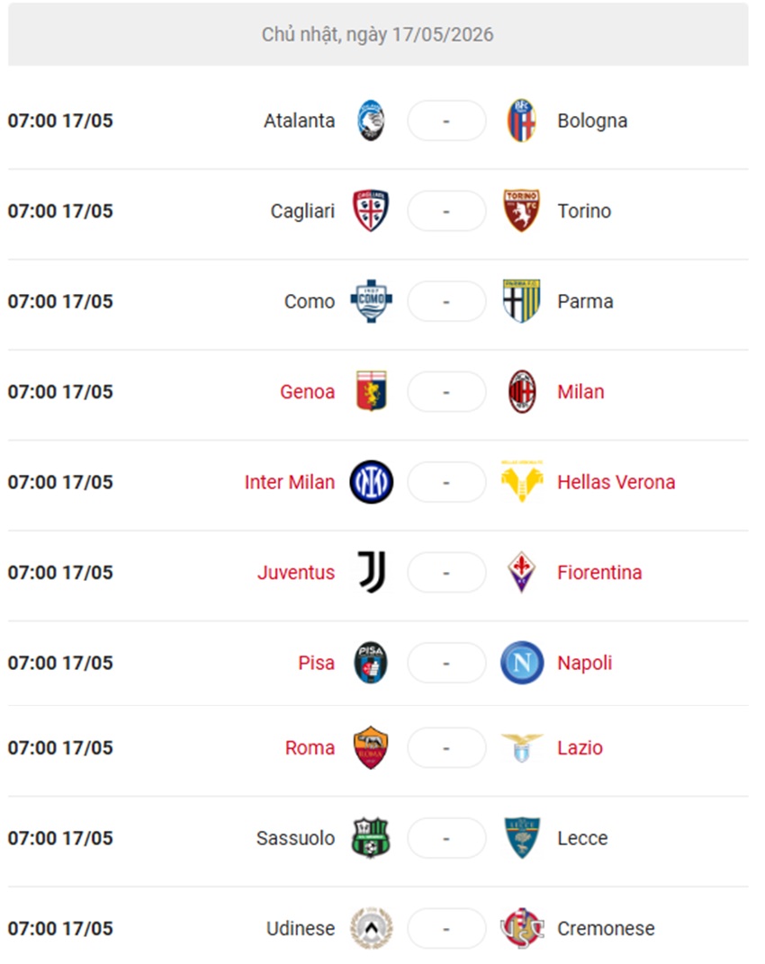 Lich thi dau Serie A 2025/26 vong 37